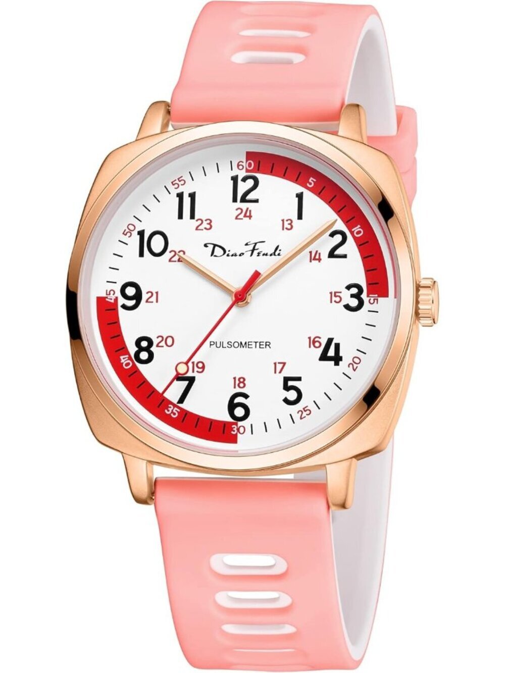 Diaofendi Women's Pink White Analog Nurse Medical Professional Waterproof Watch
